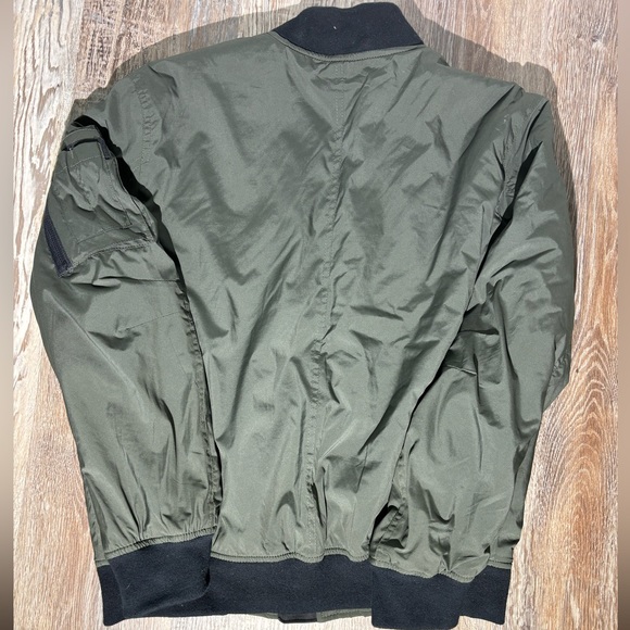 American Eagle Bomber Jacket Mens Medium Green Full Zip Polyester Casual Outdoor - Picture 5 of 6